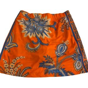 Gretchen Scott Orange and Blue Floral Skort -XS polyester spandex